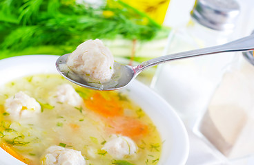 Image showing fresh soup with meat balls