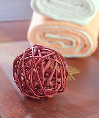 Image showing decoration ball and towels