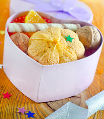 Image showing cookies and candy in the box