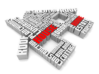 Image showing 3d group of red white words shaping a house