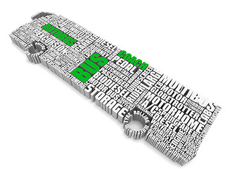 Image showing 3d group of green white words shaping a passenger bus