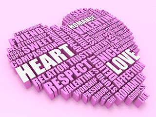 Image showing 3d group of words shaping a heart with pink background