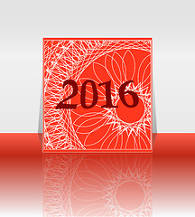 Image showing polygon numbers of New Year 2016 over elegant festive colorful background, for greeting, invitation card, or cover