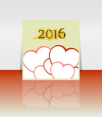 Image showing Happy new year 2016 word on blank note book with red heart shape, new year template