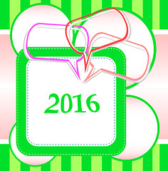 Image showing 2016 New Year card design with abstract speech bubbles set