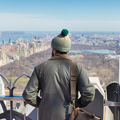Image showing Tourist enjoying in New York City panoramic view.