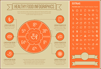 Image showing Healthy Food Line Design Infographic Template