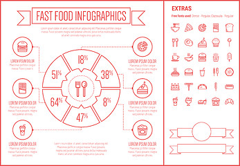 Image showing Fast Food Line Design Infographic Template