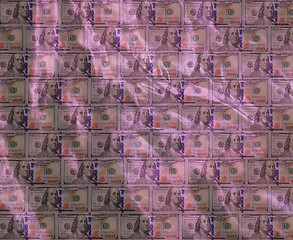 Image showing lilac crumpled texture on the dollars background