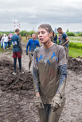 Image showing Attractive girl in extrime racing