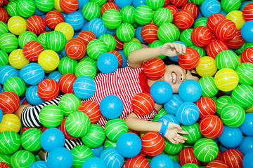 Image showing Asian Chinese Girl In Ball Pool