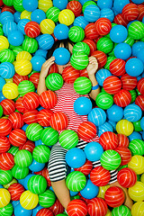 Image showing Asian Chinese Girl In Ball Pool