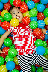 Image showing Asian Chinese Girl In Ball Pool