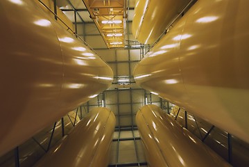 Image showing Industrial interior with welded silos