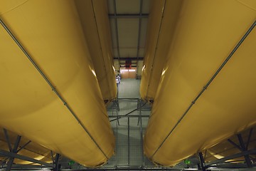 Image showing Industrial interior with welded silos