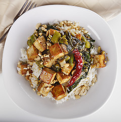 Image showing Tofu with Chinese Broccoli and Rice