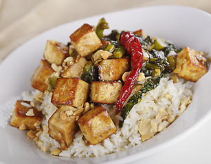 Image showing Tofu with Chinese Broccoli and Rice
