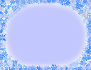 Image showing blue pattern frame from snowflakes for holiday 