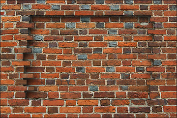 Image showing niche in the wall made from the red brick