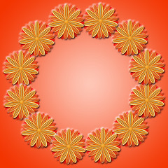 Image showing frame from brown flowers on red background