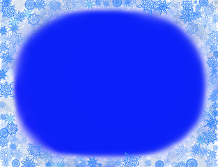 Image showing light blue frame from snowflakes for holiday card