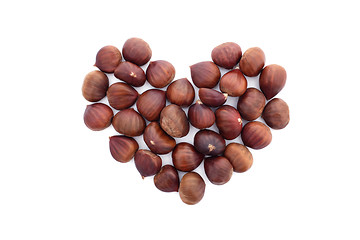 Image showing Chestnuts in a heart shape