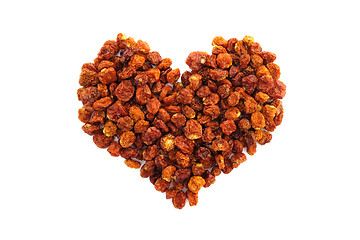 Image showing Dried goldenberries in a heart shape