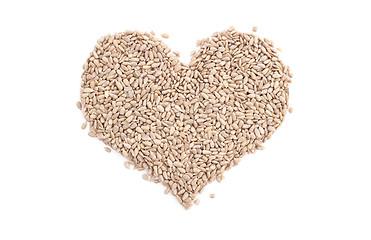 Image showing Sunflower hearts in a heart shape