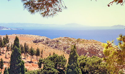 Image showing Landscape with sea and mountain views. The Island Of Crete, Gree