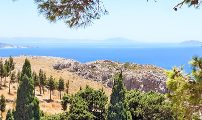 Image showing Landscape with sea and mountain views. The Island Of Crete, Gree