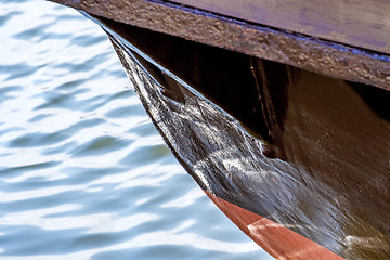 Image showing Old wooden ship bow