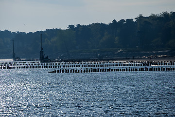 Image showing  Baltic Sea in Poland, beach of Ustka during sunrise