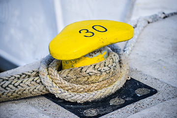 Image showing Mooring line of a trawler