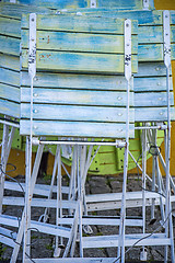 Image showing Chairs of a beer garden