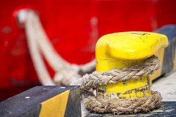 Image showing Mooring line of a trawler