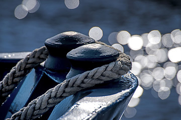 Image showing ship bow in back lighting with water reflexions