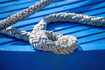 Image showing Mooring line of a trawler