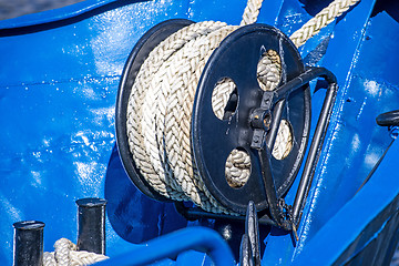 Image showing Mooring line of a trawler