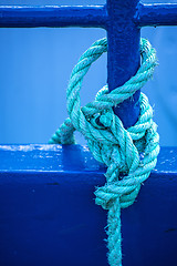 Image showing Mooring line of a trawler