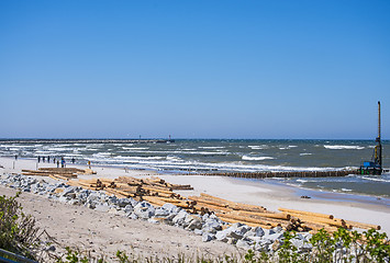 Image showing Renovation of the groins at the beach of Ustka, Poland