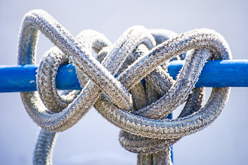 Image showing Mooring line of a trawler