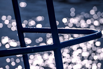 Image showing ship bow in back lighting with water reflexions