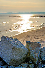 Image showing Baltic Sea in Poland, beach of Ustka during sunrise