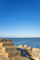 Image showing Baltic Sea view of the mole of Ustka, Poland