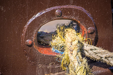 Image showing Mooring line of a trawler