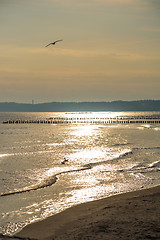 Image showing Baltic Sea in Poland, beach of Ustka during sunrise