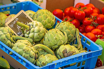 Image showing artichoke  at a farmer market in France