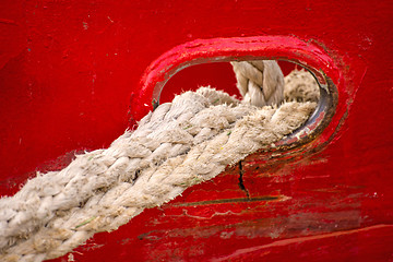 Image showing Mooring line of a trawler