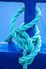 Image showing Mooring line of a trawler