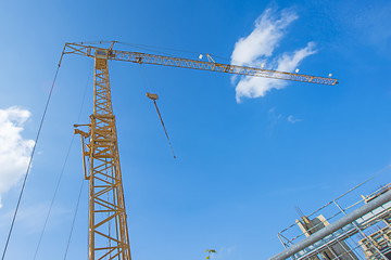 Image showing Building crane with house construction